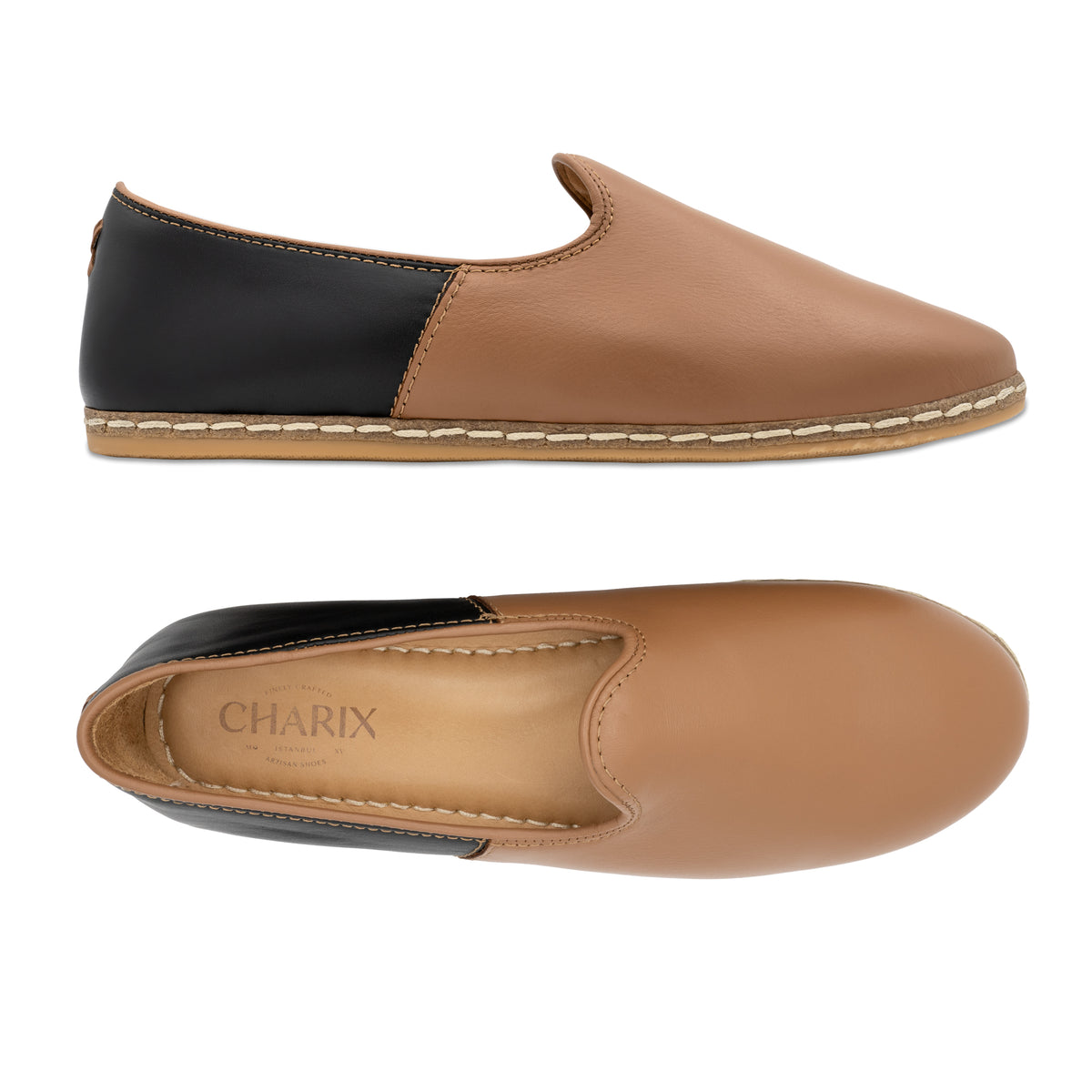 Camel Black Slip On Shoes - Charix Shoes