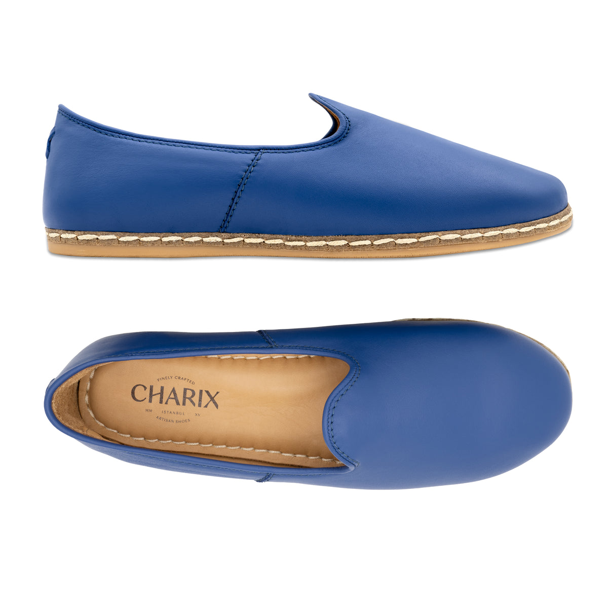 Cobalt Blue Slip On Shoes - Charix Shoes