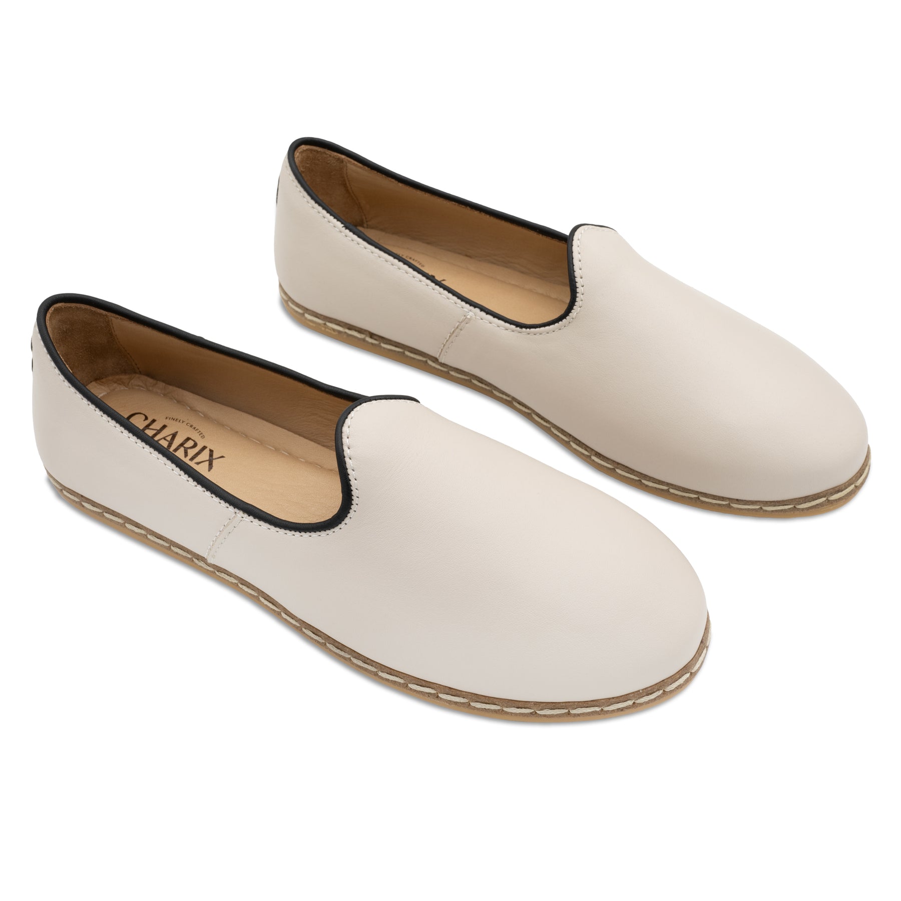 Cream Slip Ons for Men - Charix Shoes