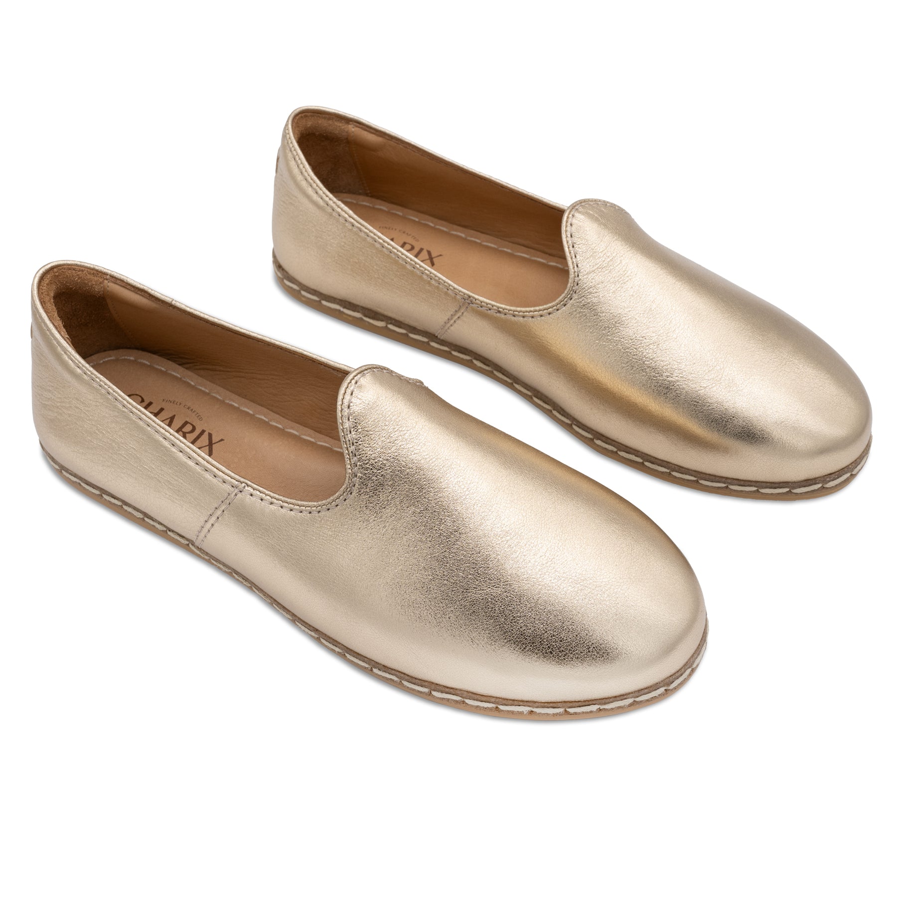 Gold Slip On Shoes - Charix Shoes