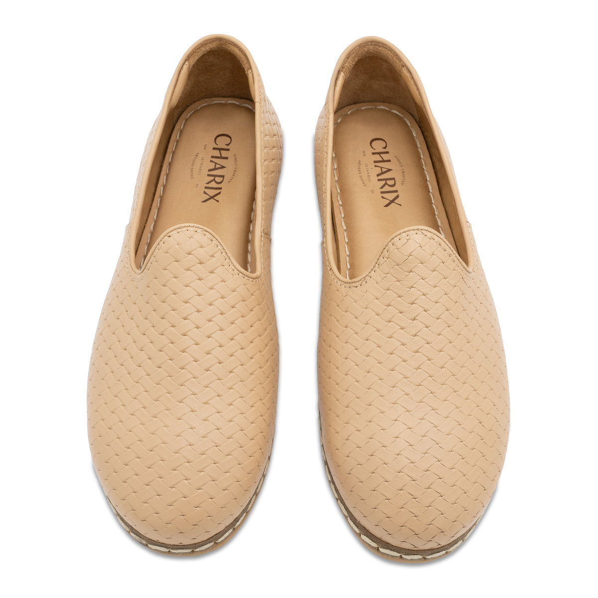 Woven Tan Slip On Shoes - Charix Shoes