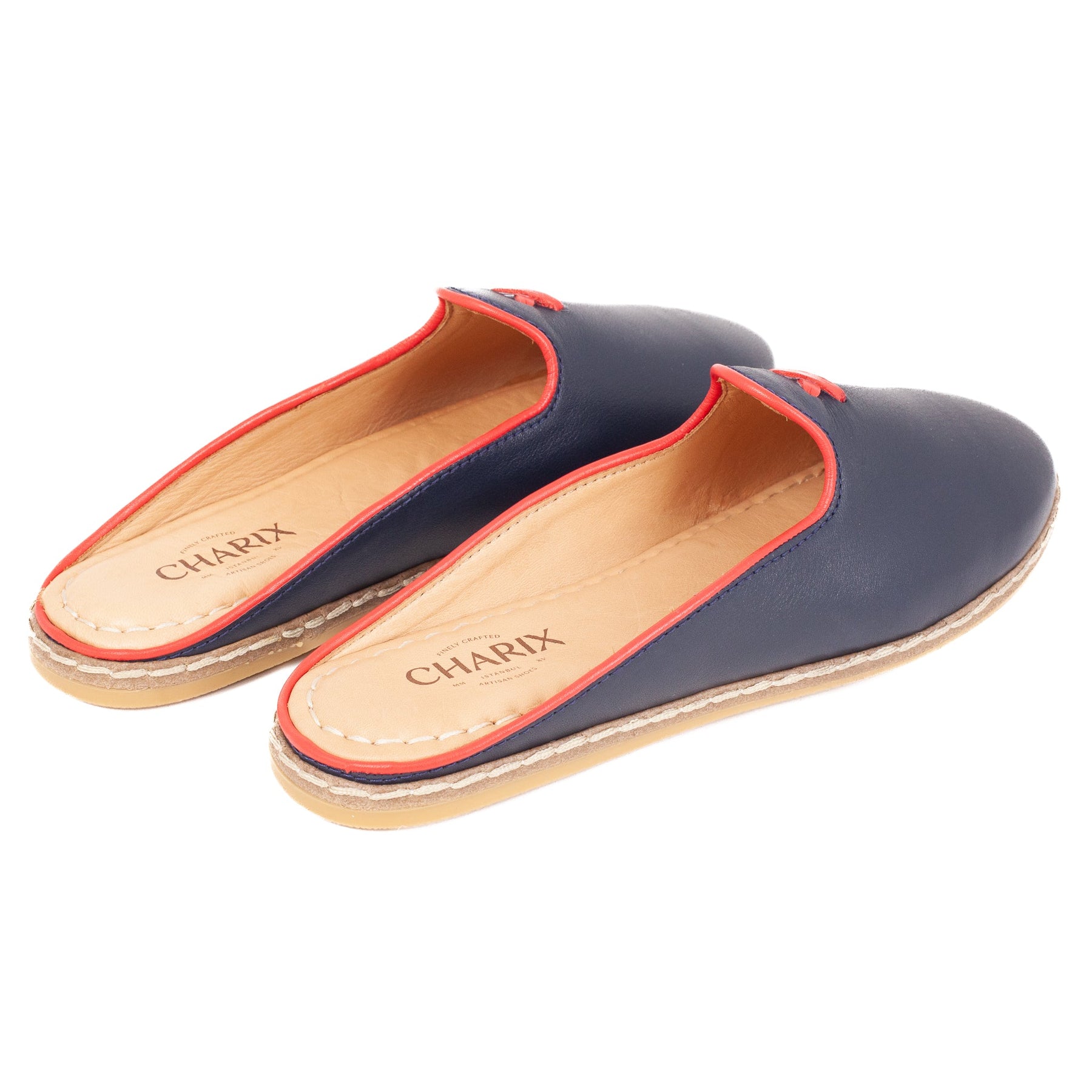 Dark Navy Mules - Men's - Charix Shoes