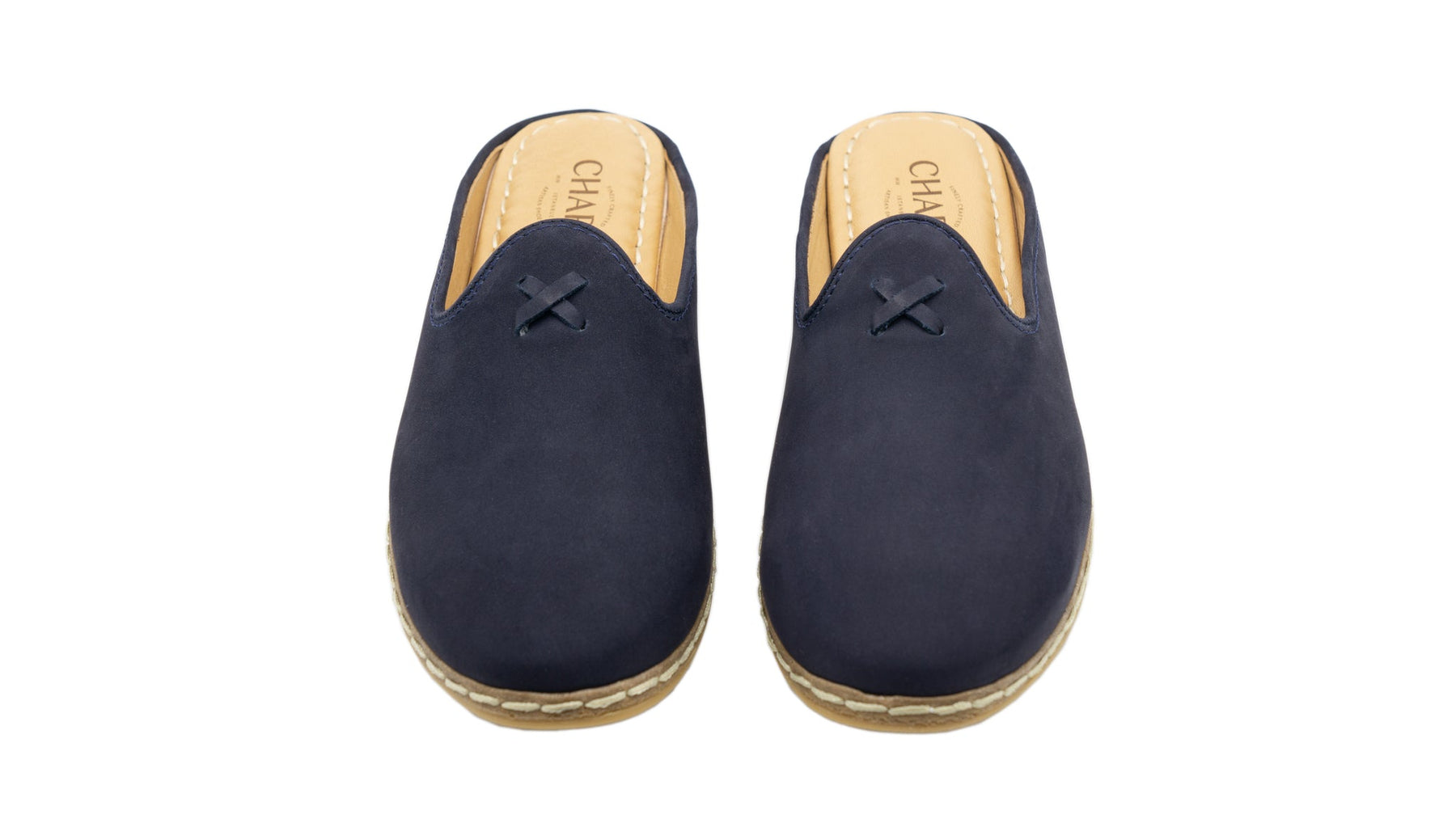 Navy Suede Mules - Men's - Charix Shoes