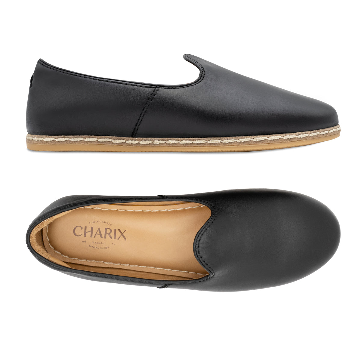 Black Slip Ons for Men - Charix Shoes