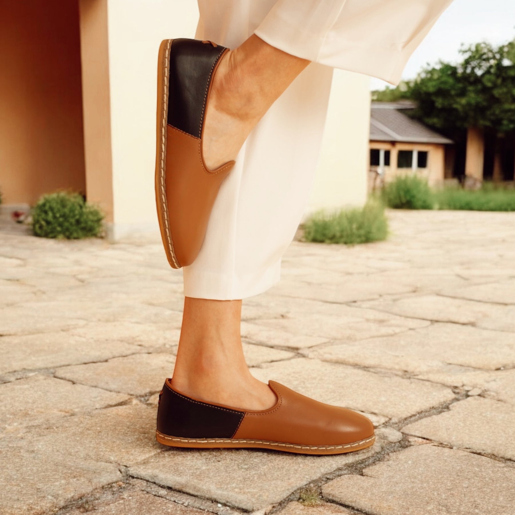 Camel Black Slip-On - Charix Shoes
