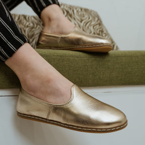 Gold Slip On Shoes - Charix Shoes
