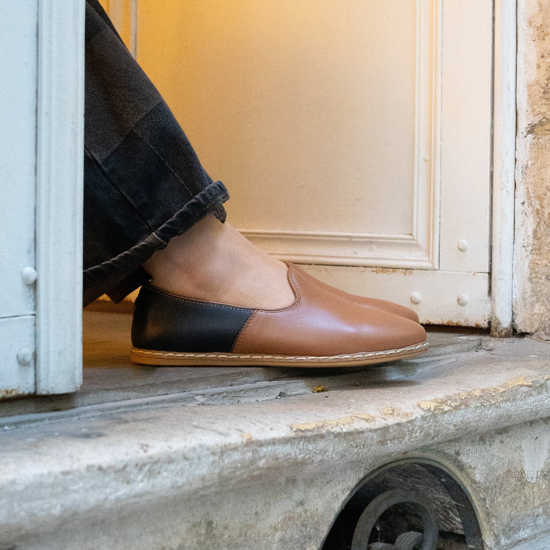 Camel Black Slip On Shoes - Charix Shoes