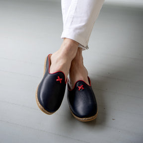 Dark Navy Mule Shoes - Charix Shoes