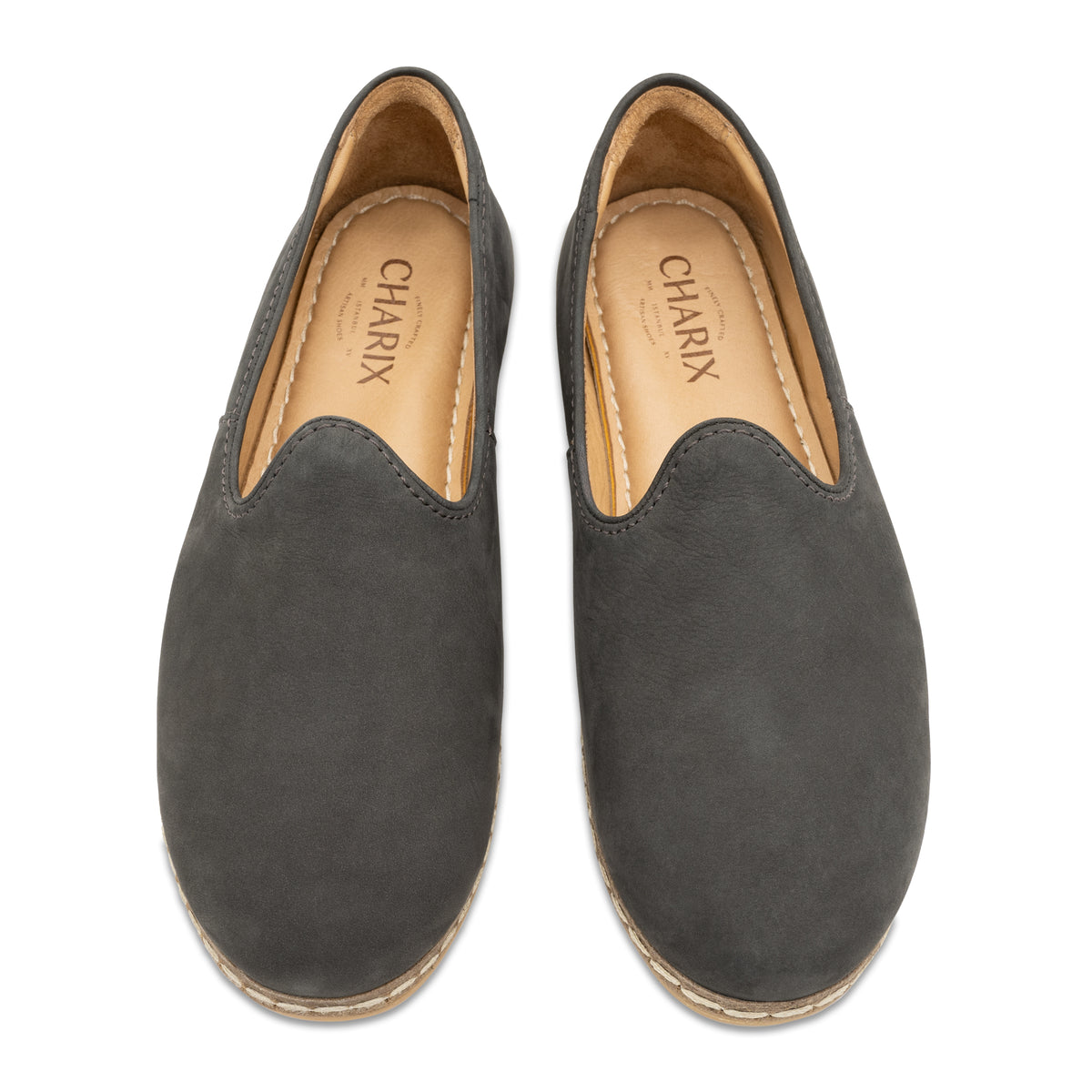 Graphite Suede Slip Ons for Men - Charix Shoes