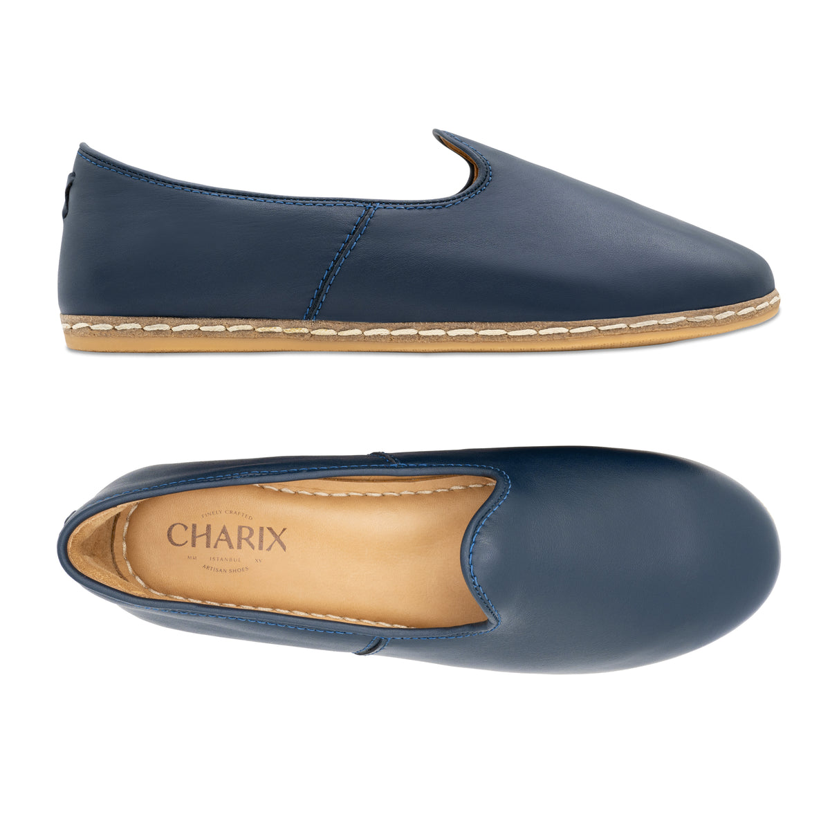 Midnight Blue Slip On Shoes - Charix Shoes