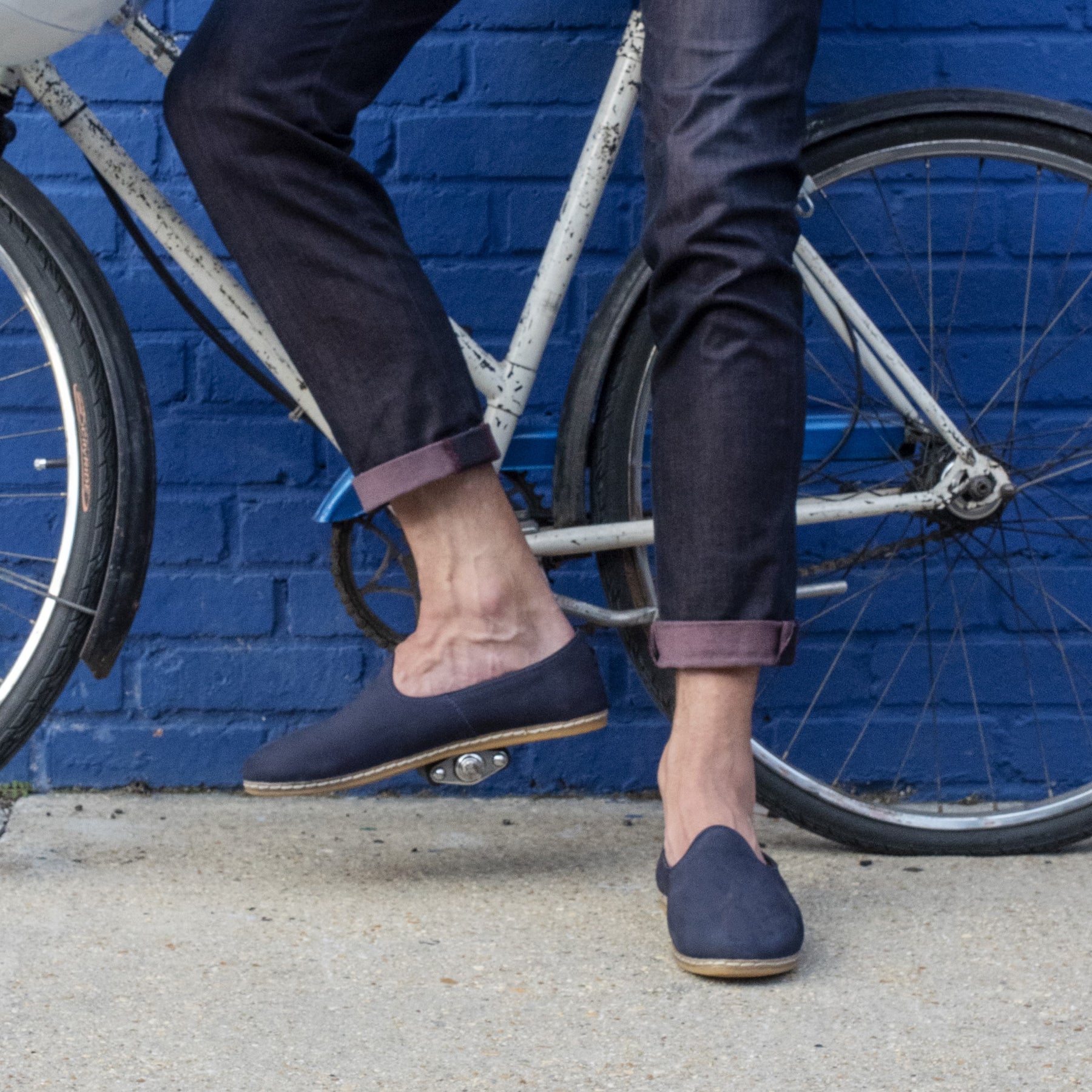 Navy Nubuck Slip Ons for Men - Charix Shoes