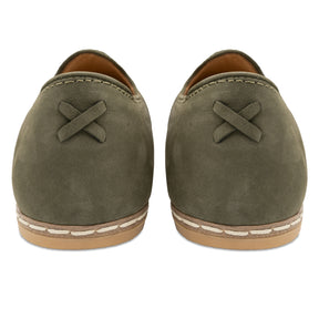 Olive Suede Slip Ons for Men - Charix Shoes