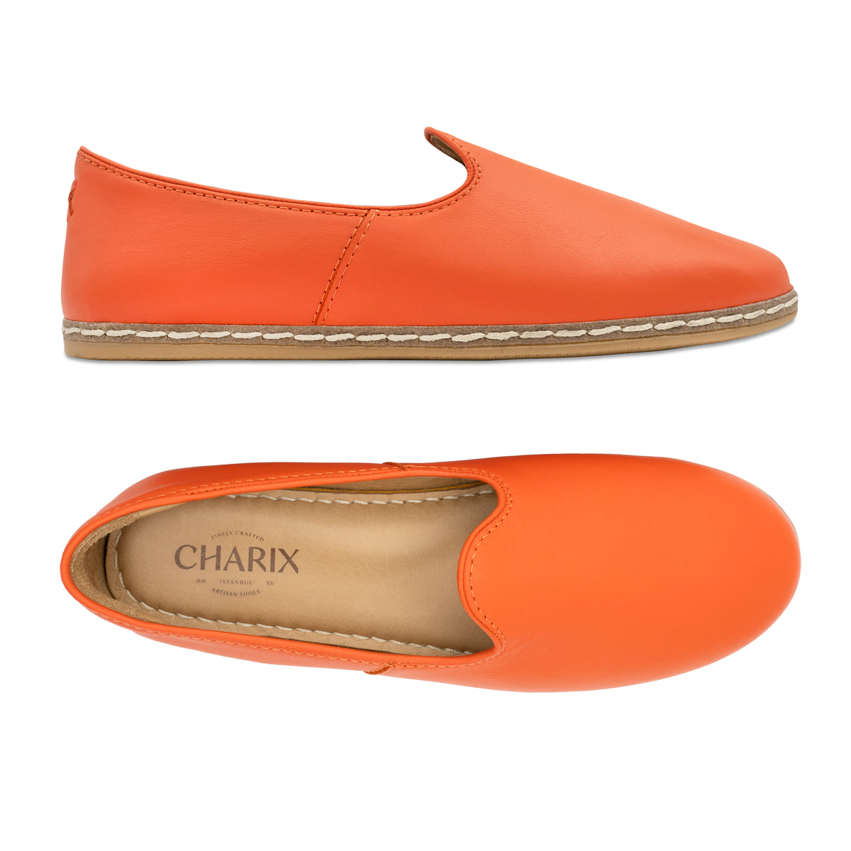 Orange Slip On Shoes - Charix Shoes