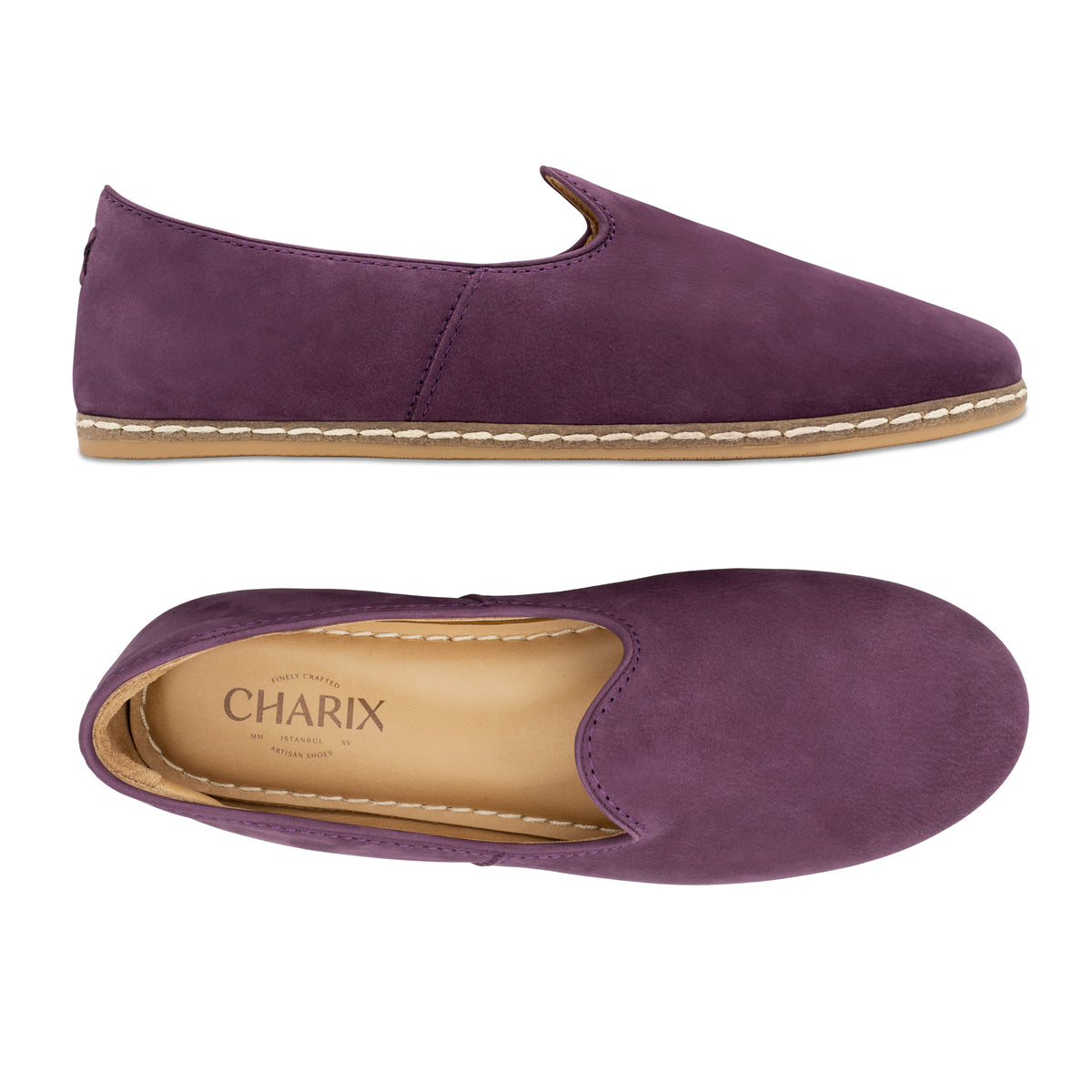 Purple Suede Slip On Shoes - Charix Shoes