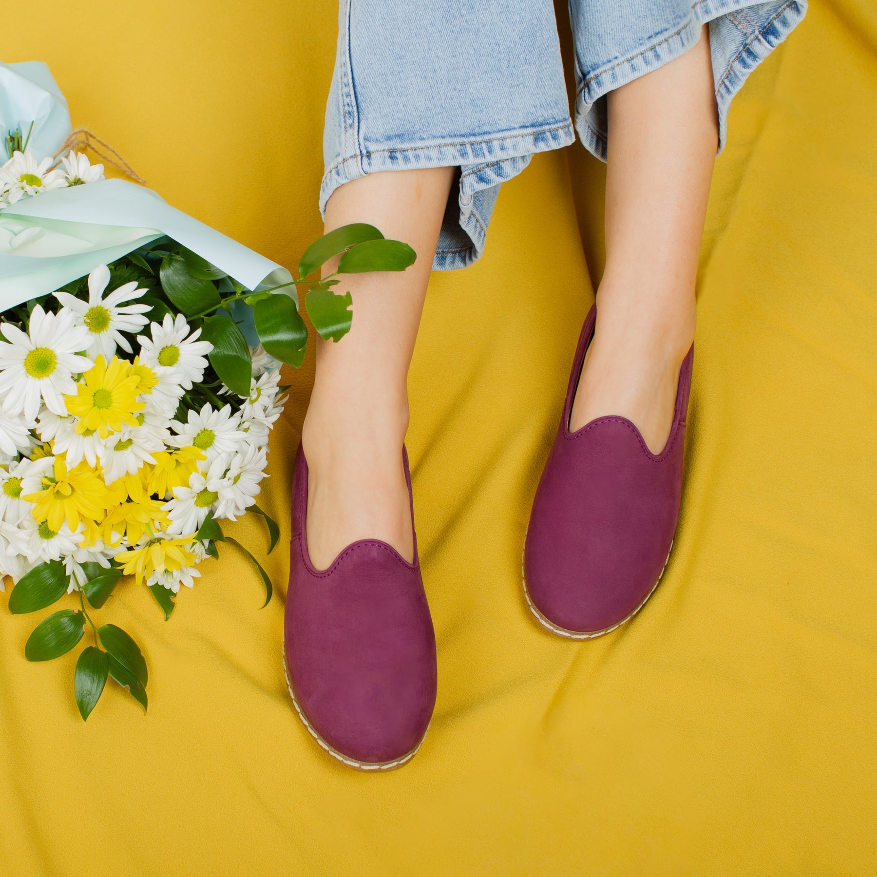 Purple Suede Slip On Shoes - Charix Shoes