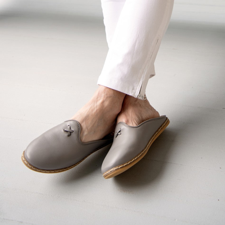Ultimate Gray Mule Shoes - Charix Shoes