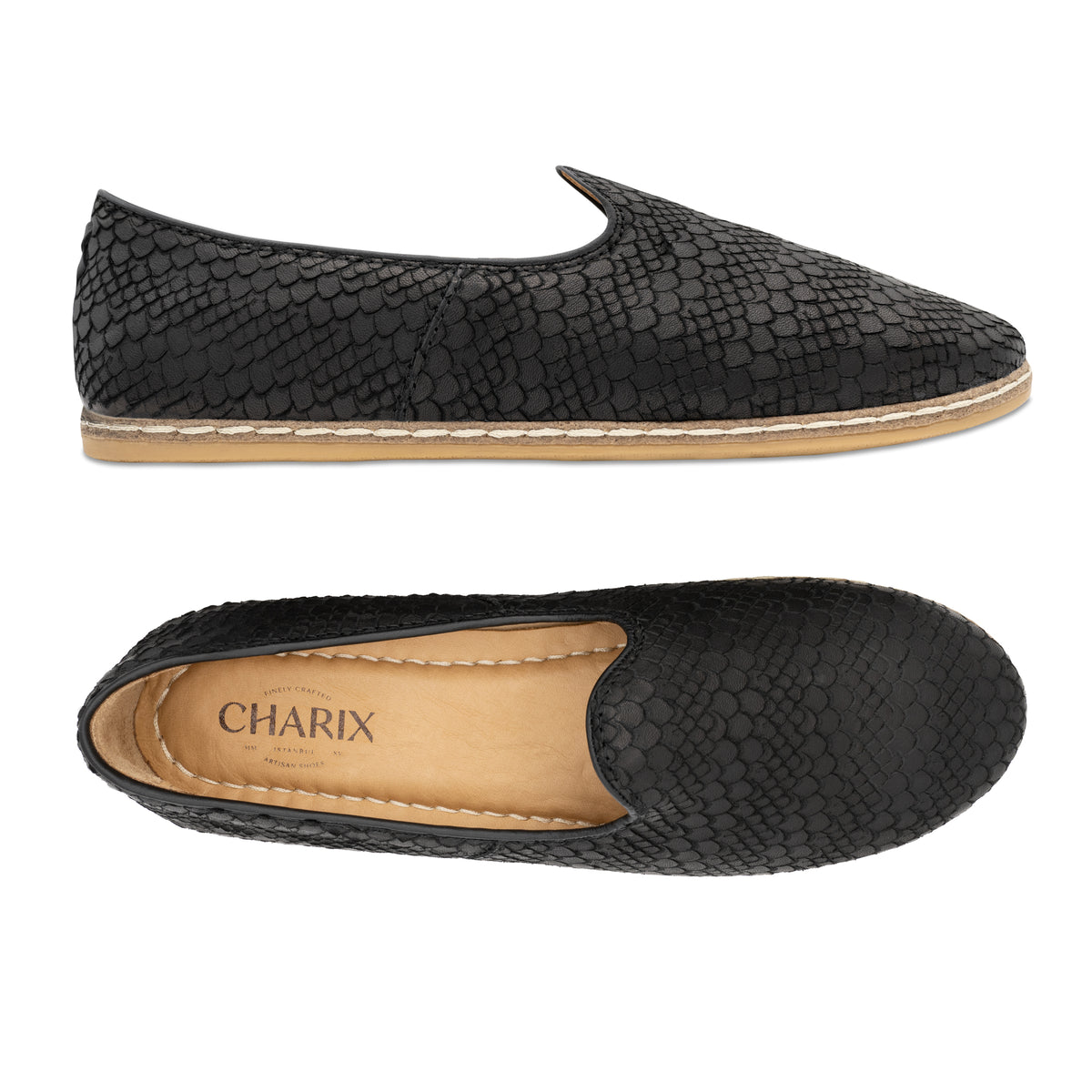 Wild Black Slip Ons for Men - Charix Shoes