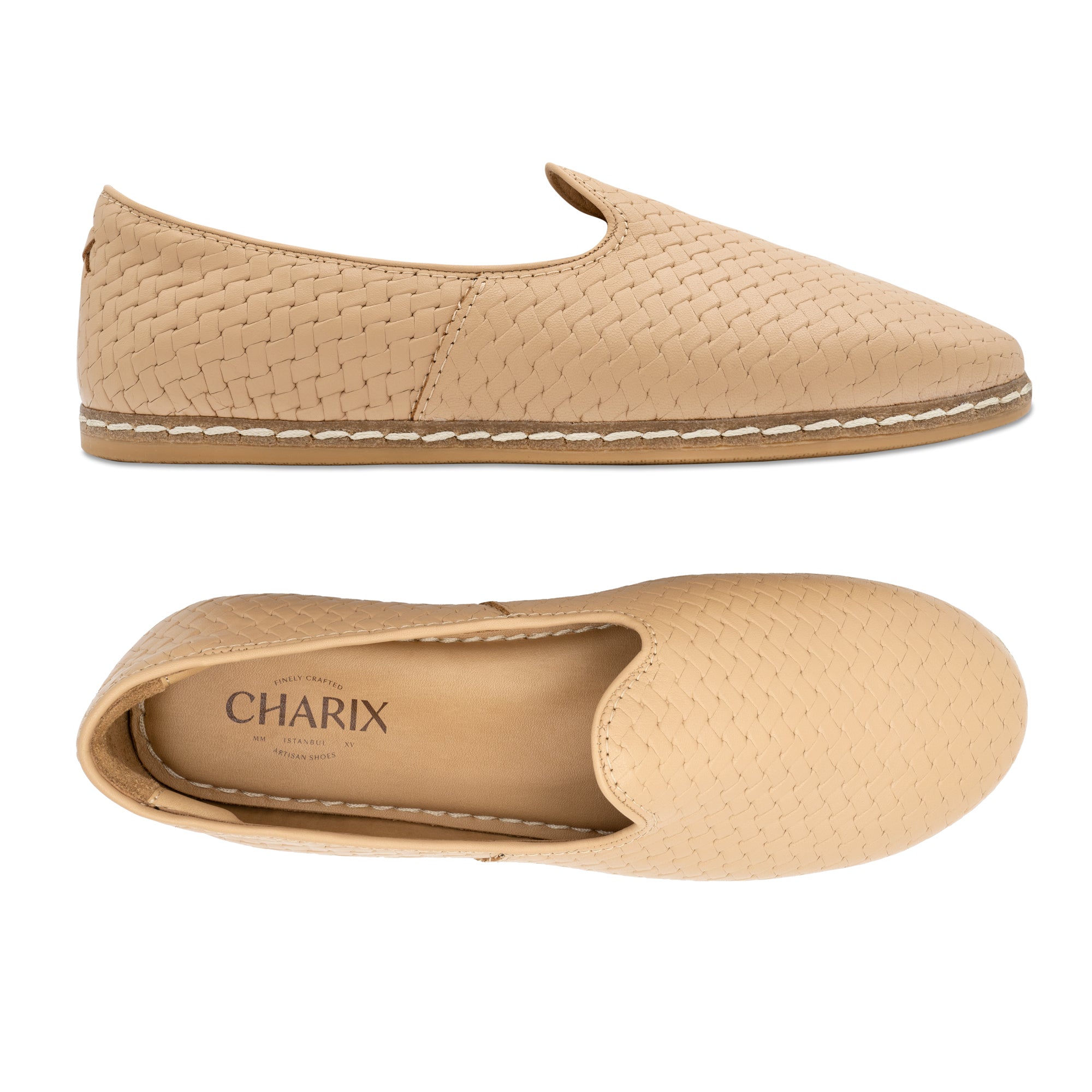 Woven Tan Slip On Shoes - Charix Shoes