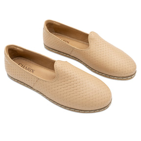 Woven Tan Slip On Shoes - Charix Shoes