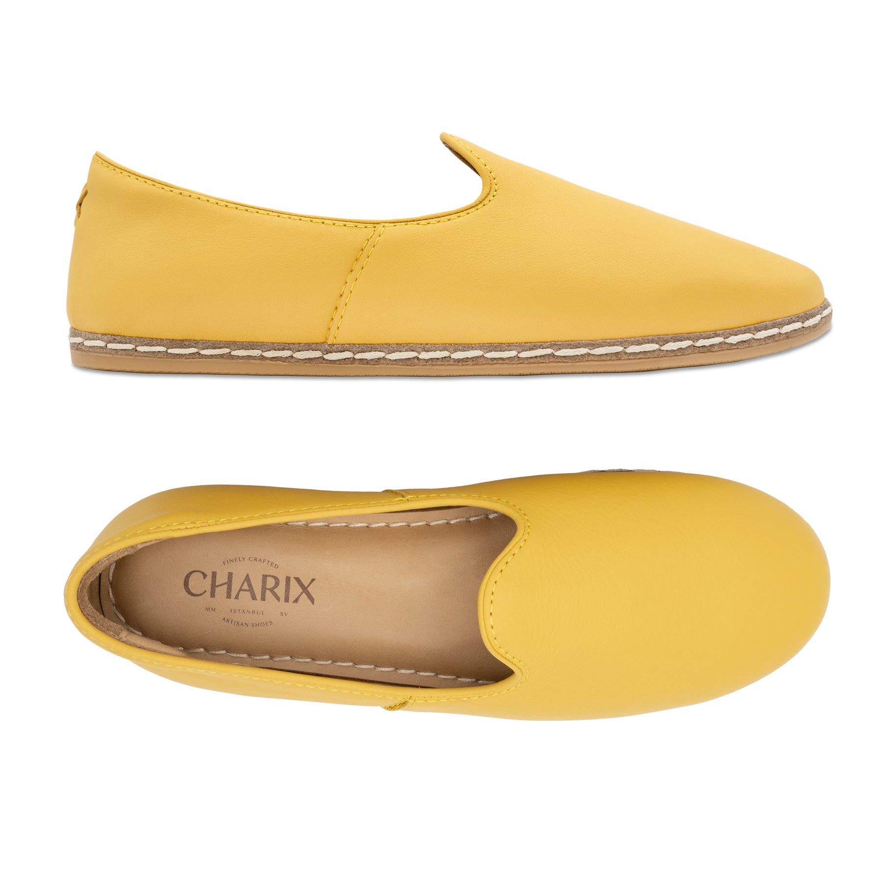 Charix Women's Flats, Yellow | Handcrafted Leather, Euro 46 = US 14 Charix Women's Flats, Yellow | Handcrafted Leather, Euro 46 = US 14