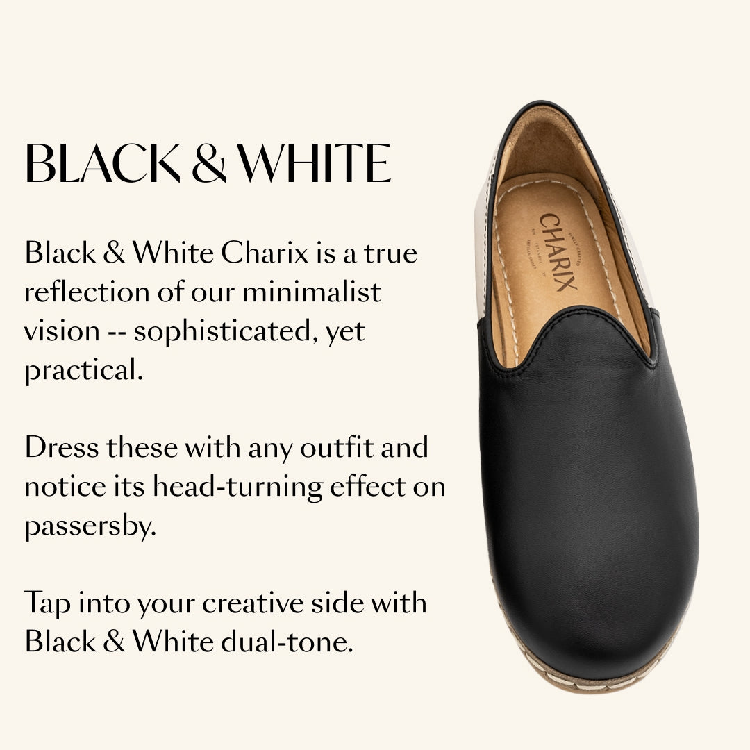 Black & White - Slip On Shoes for Women | Charix Euro 35 = US 5 Black & White - Slip On Shoes for Women | Charix Euro 35 = US 5