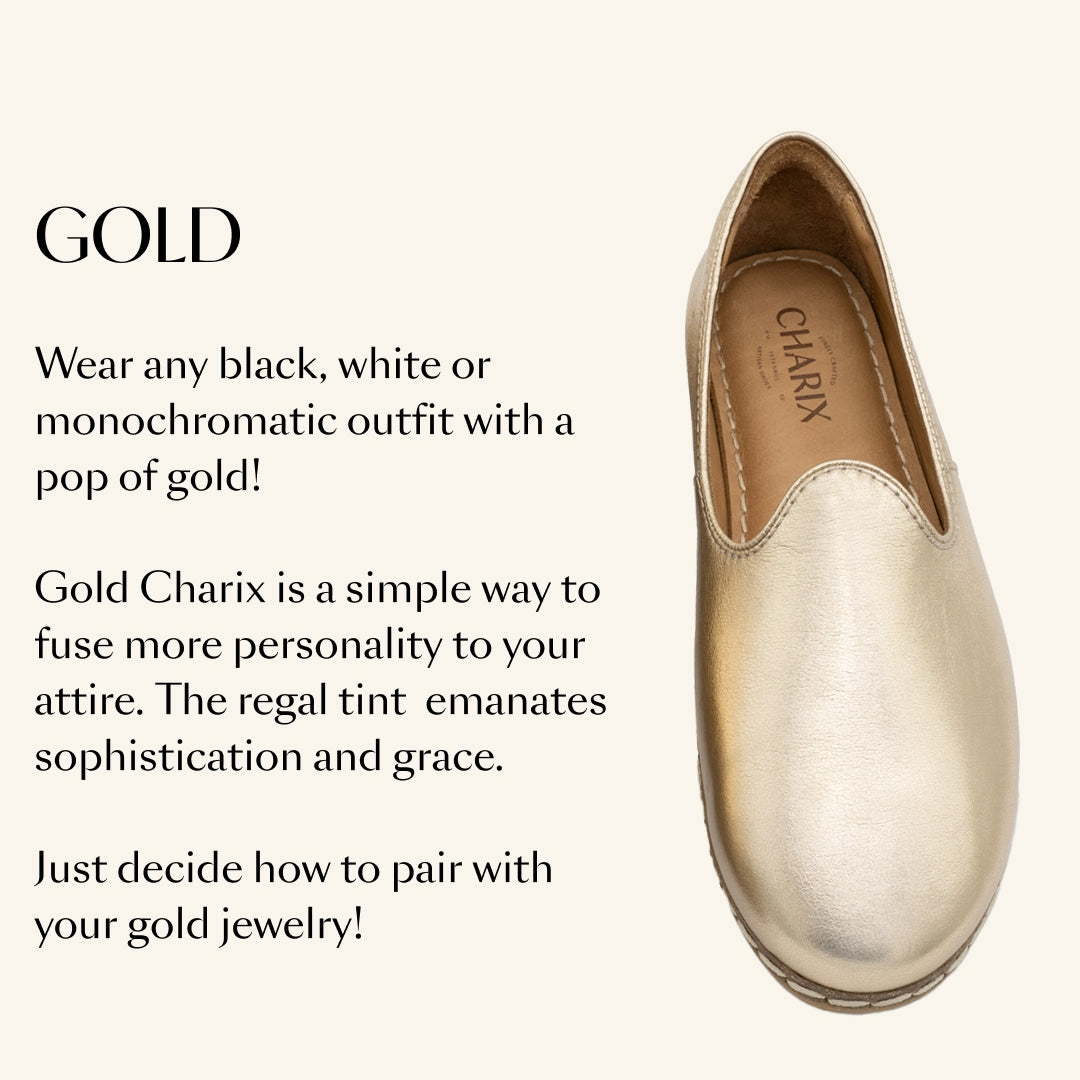 Gold Slip-On - Charix Shoes