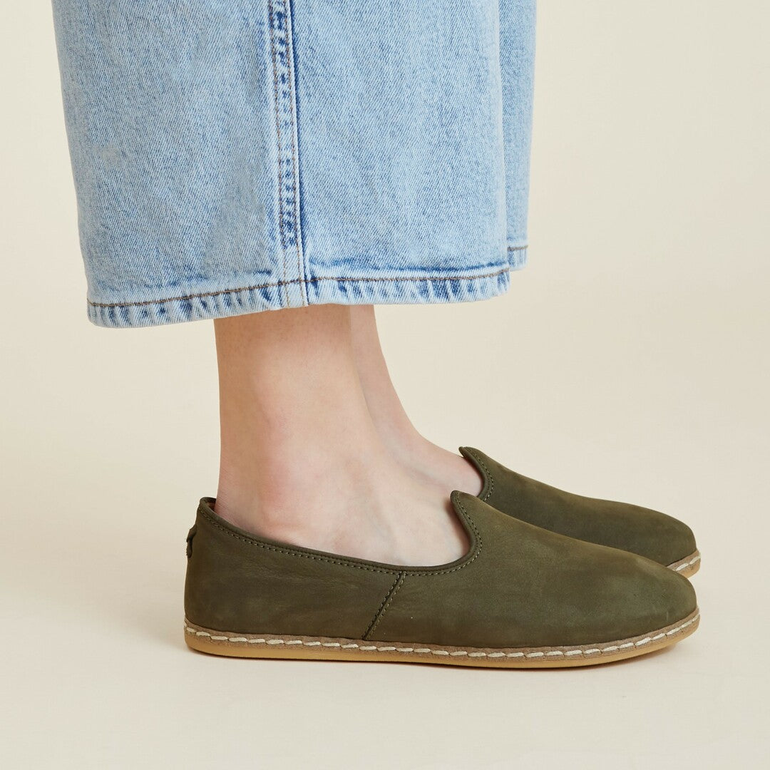 Olive Nubuck Slip-On