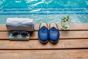 Cobalt Blue Mules - Men's - Charix Shoes