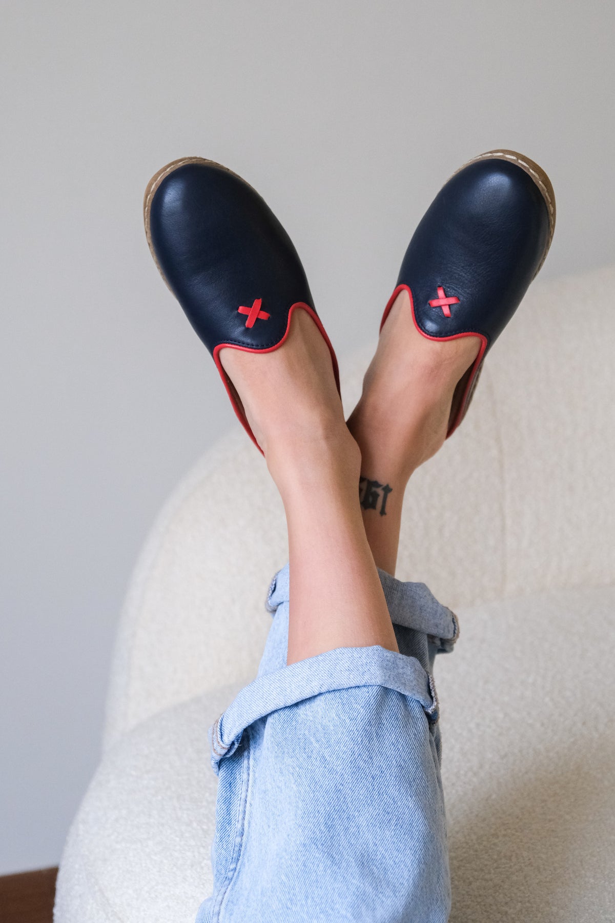 navy mules womens