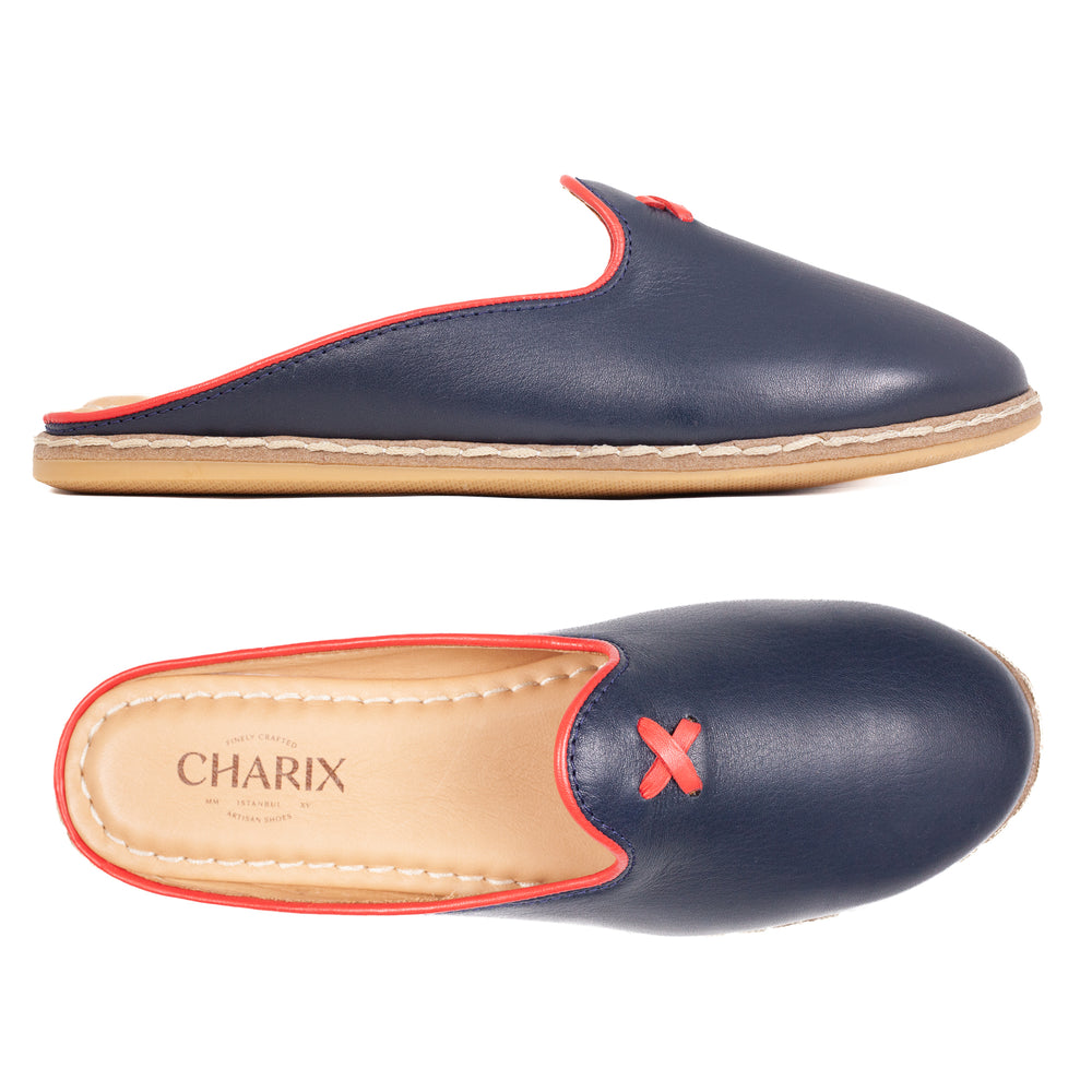 navy mule shoes