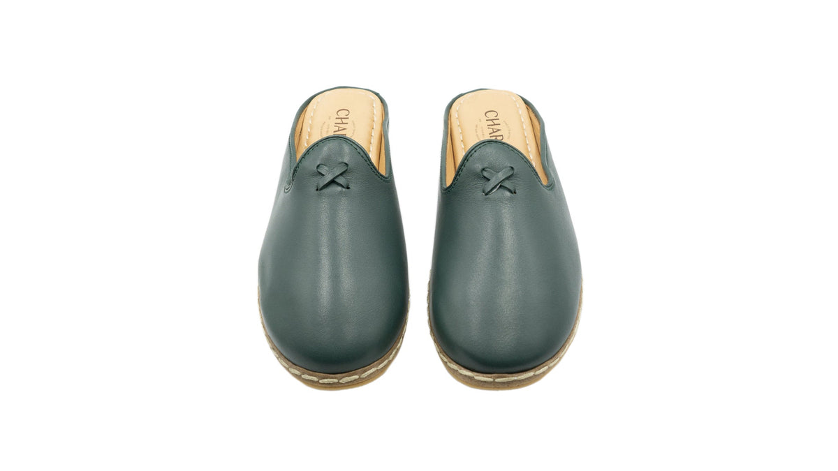 Hunter Green Mules - Men's - Charix Shoes