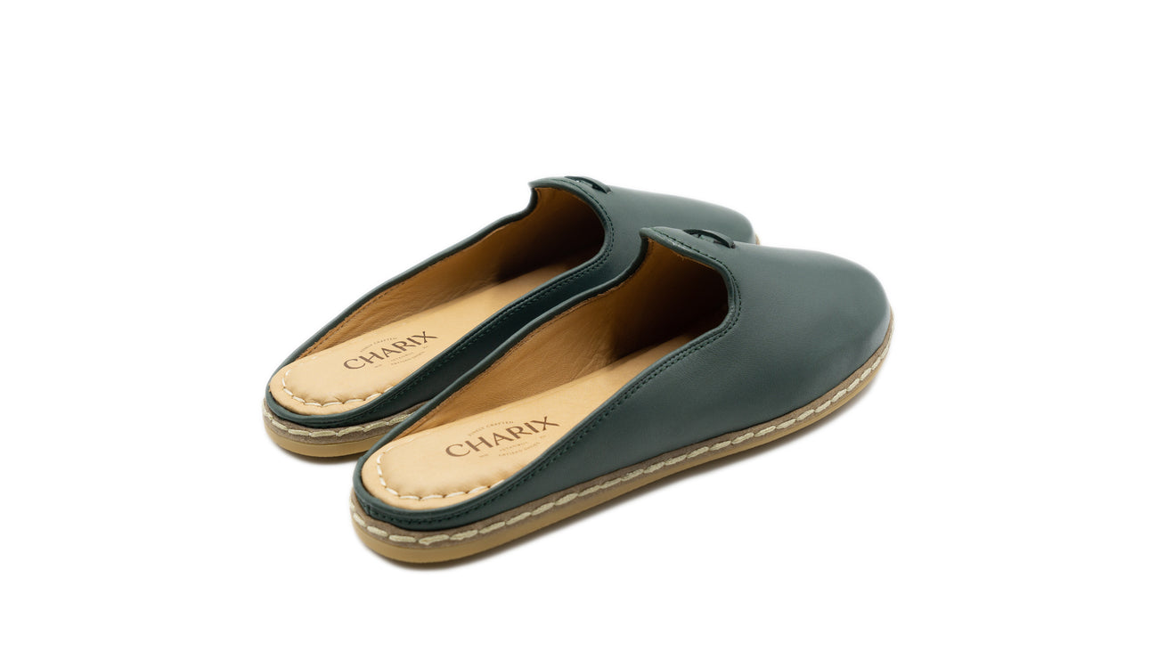 Hunter Green Mule Shoes for Women Charix