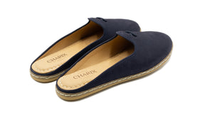 Navy Suede Mules - Women's - Charix Shoes